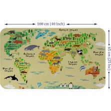 Lila Fil Eğitici Dünya Haritası Dünya Atlası Çocuk ve Bebek Odası Duvar Sticker