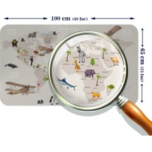 Lila Fil Eğitici Dünya Haritası Dünya Atlası Çocuk ve Bebek Odası Duvar Sticker