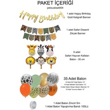 Pekshop Safari Doğum Günü Parti Seti Balon Zinciri Flama Seti Hayvan Kafa Balonlar