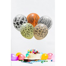 Pekshop Safari Doğum Günü Parti Seti Balon Zinciri Flama Seti Hayvan Kafa Balonlar