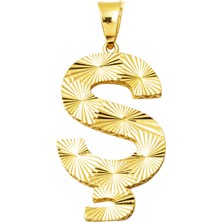 Bilezikci Işlemeli Ş Harfi 14 Ayar Altın Kolye Ucu