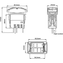 Adam Marine Karavan Anahtar 12V 24V Carling Switch 1-0-2