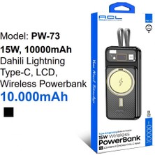 Acl Pw-73 15W 10000MAH Dahili Lightning Type-C LCD Wireless Powerbank Pw-73