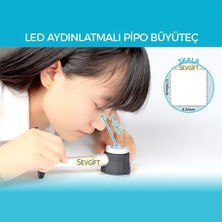 Sevgift 10 x Skalalı Led Aydınlatmalı Pipo Tekstilci Büyüteç