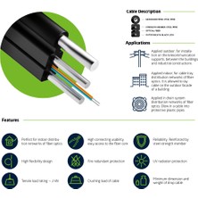 Fiberden Fiber Optik Drop Kablo Havai Askı Telli 4 Core (1000 Metre)