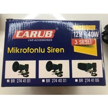 Carub 3 Sesli Mikrofonlu Megafonlu Siren Carbon 300 Db 12V CRB-007