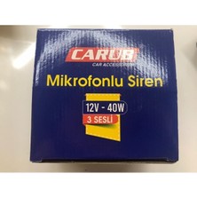 Carub 3 Sesli Mikrofonlu Megafonlu Siren Carbon 300 Db 12V CRB-007