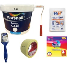 Marshall Su Bazlı Kokusuz Amerikan Panel Kapı Boyası Su Bazlı 2,5 Lt - 6 Parça Boyama  Seti