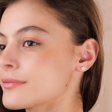 goldkupe 14 Ayar Altın Taşlı Taç Küpe 1,12 gr