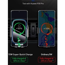 Baseus Super Şarj 2in1 Araç Şarjı ve Araç Telefon Tutucu 15W Torpido Üzeri Araç Şarj Telefon Tutucu