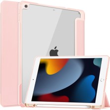 Jingyi iPad 9./8./7. Nesil (2021/2020/2019) 10,2" - [yerleşik Kalem Tutucu] Şeffaf Şeffaf Sırtlı Darbeye Dayanıklı Kapak, Otomatik Uyku Uyandırma, Pembe (Yurt Dışından)