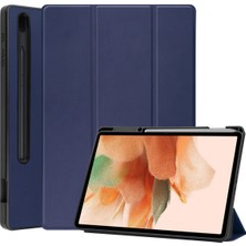 Jingyi Samsung Galaxy Tab S7 Fe Lite T730/T736 12,4 Inç, Darbeye Dayanıklı Tam Gövde Üç Katlı Stand Tpu Arka Kapak Kılıfı, Kalem Tutucu Yuvası/otomatik Uyandırma, Koyu Mavi (Yurt Dışından)