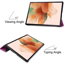 Jingyi Samsung Galaxy Tab S7 Fe 12,4" 2021 / Galaxy Tab S7+ 12,4" 2021T730/T736, Esnek Tpu Arka Kapak Otomatik Uyku/uyandırma Özellikli Hafif Üç Katlı Stand, Mor (Yurt Dışından)