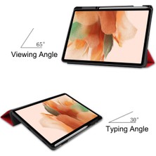 Jingyi Samsung Galaxy Tab S7 Fe Lite T730/T736 12,4 Inç, Darbeye Dayanıklı Tam Gövde Üç Katlı Stand Tpu Arka Kapak Kılıfı, Kalem Tutucu Yuvası/otomatik Uyandırma, Kırmızı (Yurt Dışından)