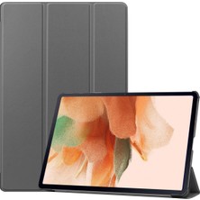 Jingyi Samsung Galaxy Tab S7 Fe 12,4" 2021 / Galaxy Tab S7+ 12,4" 2021 T730/T736, Otomatik Uyku/uyandırma Fonksiyonlu Esnek Tpu Arka Hafif Üç Katlı Stand, Gri (Yurt Dışından)