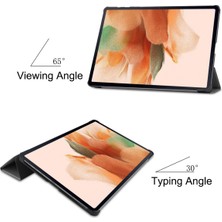 Jingyi Samsung Galaxy Tab S7 Fe 12,4" 2021 / Galaxy Tab S7+ 12,4" 2021 T730/T736, Otomatik Uyku/uyandırma Fonksiyonlu Esnek Tpu Arka Hafif Üç Katlı Stand, Gri (Yurt Dışından)