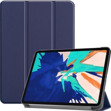 Jingyi iPad Pro 12.9 Için Koruyucu Deri Yumuşak Kabuk Her Şey Dahil Kalem Tepsisi iPad Pro 12.9 Inç Tablet Kapağı Üç Katlı Kasa Standı Ultra Ince Kabuk Düşmeyi Önleyici Deri Kılıf (Koyu Mavi) (Yurt Dışından)