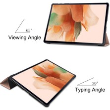 Jingyi Samsung Galaxy Tab S7 Fe 12,4" 2021 / Galaxy Tab S7+ 12,4" 2021 T730/T736, Esnek Tpu Arka Kapak Otomatik Uyku/uyandırma Fonksiyonlu Hafif Üç Katlı Stand, Pembe Altın (Yurt Dışından)