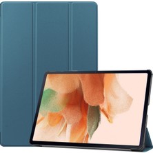 Jingyi Samsung Galaxy Tab S7 Fe 12,4" 2021 / Galaxy Tab S7+ 12,4" 2021 T730/T736, Esnek Tpu Arka Kapak Otomatik Uyku/uyandırma Fonksiyonlu Hafif Üç Katlı Stand, Koyu Yeşil (Yurt Dışından)