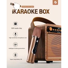 Coverzone Taşınabilir Karaoke Hoparlörü Kablosuz Mikrofon Boombox Açık Rgb Bluetooth Hoparlör Subwoofer 3 Farklı Ses Tonu Alkış ve Şaşırma Efekti Fonksiyonu 18X14X14 cm Mini Boy 1687-KT