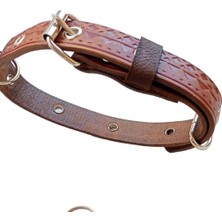 Balkonda Köpek boyun tasması deri kahverengi kalınlık:4mm genişlik:2cm boyun ölçüsü:M.32-40cm ayarlamalı dog collar T1-6