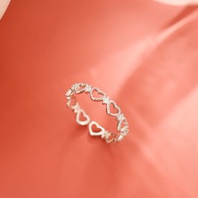 Banmu Içi Boş Kalp Yüzük, Ayarlanabilir Açıklığa Sahip Moda S925 Ayar Gümüş Kalp Küpe (Yurt Dışından)