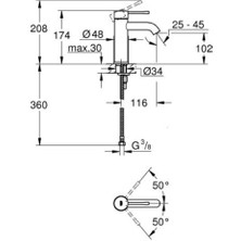 Grohe Essence Tek Kumandalı Lavabo Bataryası 1/2" S-Boyut - 24172A01