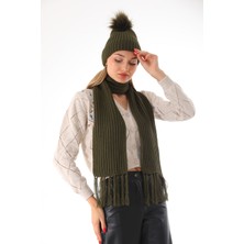 Elif İç Giyim Ponponlu Bere Selanik Atkı Seti