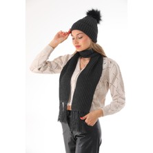 Elif İç Giyim Ponponlu Bere Selanik Atkı Seti