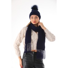 Elif İç Giyim Ponponlu Bere Selanik Atkı Seti