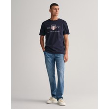 Gant Erkek Lacivert Regular Fit Bisiklet Yaka Logolu T-Shirt 2003199.433