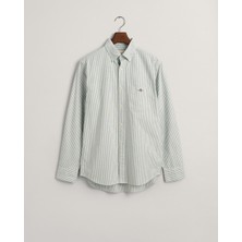 Gant Erkek Yeşil Regular Fit Düğmeli Yaka Çizgili Gömlek 3000230.338