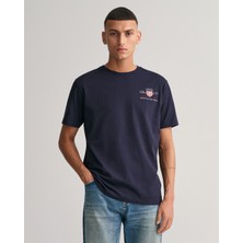 Gant Erkek Lacivert Regular Fit Bisiklet Yaka Logolu T-Shirt 2067004.433