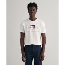 Gant Erkek Beyaz Regular Fit Bisiklet Yaka Logolu T-Shirt 2003199.110