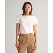 Gant Kadın Beyaz Regular Fit Bisiklet Yaka T-Shirt 4200200.110