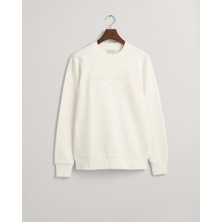 Gant Erkek Krem Regular Fit Bisiklet Yaka Logolu Sweatshirt 2036017.113