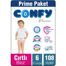 Confy Premium 6 Numara Bebek Bezi Extralarge +15 KG 108 Adet