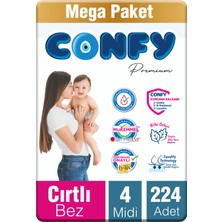 Confy Premium 4 Numara Bebek Bezi Maxi 7 - 14 KG 224 Adet