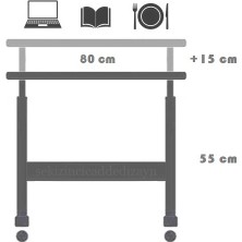servetavcı Yükseklik Ayarlı Çalışma Masası - Atlantik Çam (Tekerli) 80X40