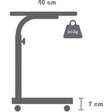 servetavcı Yükseklik Ayarlı Çalışma Masası - Atlantik Çam (Tekerli) 80X40