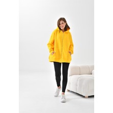 Ftz Women Kadın Oversize 3 İp Şardonlu Fermuarlı Sweatshırt Sarı 10002