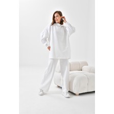 FTZ Women Kadın İki İp Deri Detaylı Takım  Ekru 30618