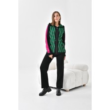 FTZ Women Kadın Kapşonlu Kazayağı Desenli İkili Takım  Siyah Benetton 20536