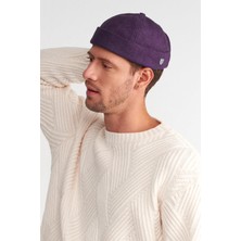 Külah Erkek Sokak Stili Yünlü Sipersiz Şapka Mor Docker Cap