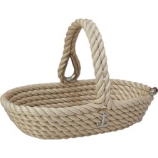 Tienda By Jale Kulplu Eşya Sepeti (Oval) – Marin Tarz Yat & Tekne Dekoratif Sepet