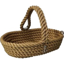 Tienda By Jale Kulplu Eşya Sepeti (Oval) – Marin Tarz Yat & Tekne Dekoratif Sepet