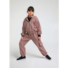 Escabel 05-14 Yaş Kız Çocuk Vizon Renk Kapşonlu Ikili Takım