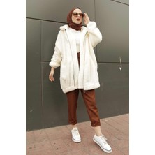 Moda Periy Kadın Modest Basic Mevsimlik Kışlık Fermuarlı Giy Çık Kap Peluş Tesettür Hırka