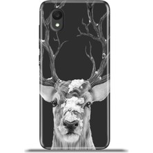 Cupcase Alcatel 1 2022 Kılıf Esnek Silikon Kamera Koruma 4K Desenli Özel Tasarım - Ren Geyiği