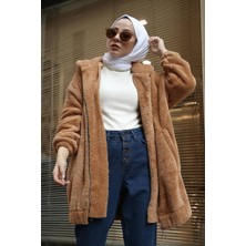 Moda Periy Kadın Modest Basic Mevsimlik Kışlık Fermuarlı Giy Çık Kap Peluş Tesettür Hırka